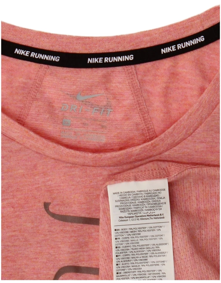 NIKE Womens Dri Fit Graphic T-Shirt Top UK 18 XL Pink Polyester AH04 - Image 3 of 3