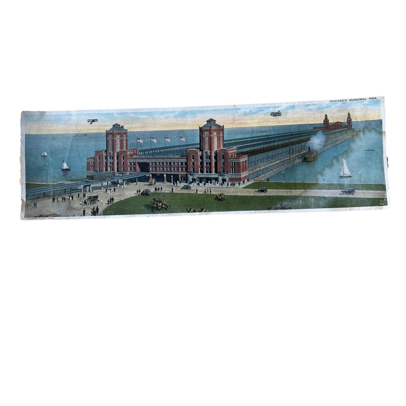 Chicago Municipal Pier Drawing 1921 original -some water damage-see Photos