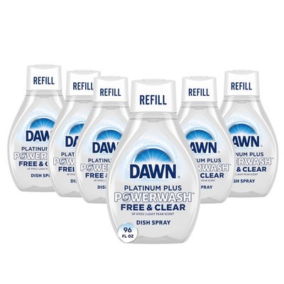 Dawn Free & Clear Powerwash Dish Spray, Soap, Pear 16 Fl Oz (Pack of 6)