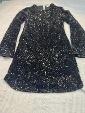 H&M Women’s Black Mock Neck Sequin Long Sleeve mini  Size XS