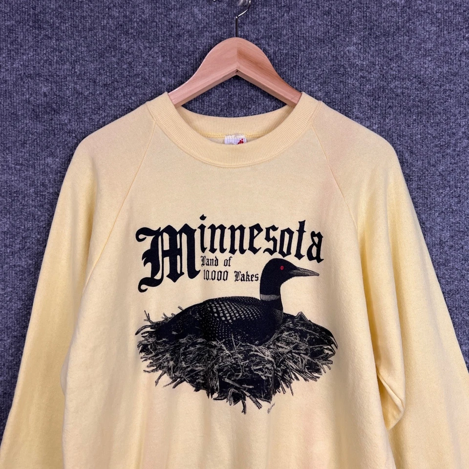 Sudadera De Colección Minnesota Land of 10000 Lakes Loon Bird Gráfico Jerzees L Foto 3 de 4