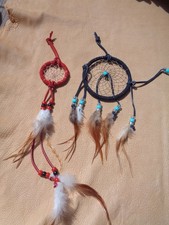 Set of 2 Handmade Dream Catchers Red  Black