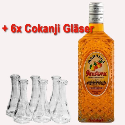 (27,70 EUR/L) Kruskovac Maraska Birnenlikör 0,7L 25 % vol.+ 6 Cokanji Gläser