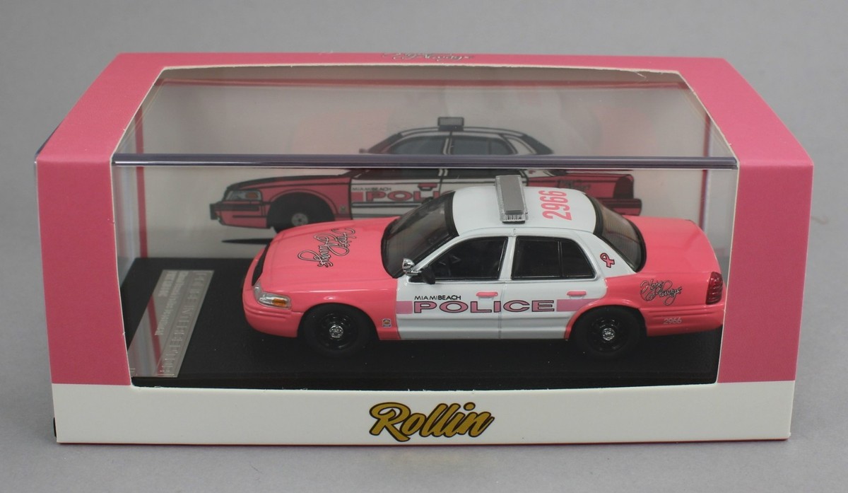 1:64 *ROLLIN DIECAST* Miami Beach PINK FORD CROWN VICTORIA Police