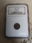 1860 H10C HALF DIME,NGC AU55 Seated Liberty Silver Half Dime