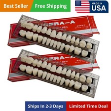 56 Pcs False Teeth Dental Complete Acrylic Resin Denture Teeth, 2 Set Whole T...