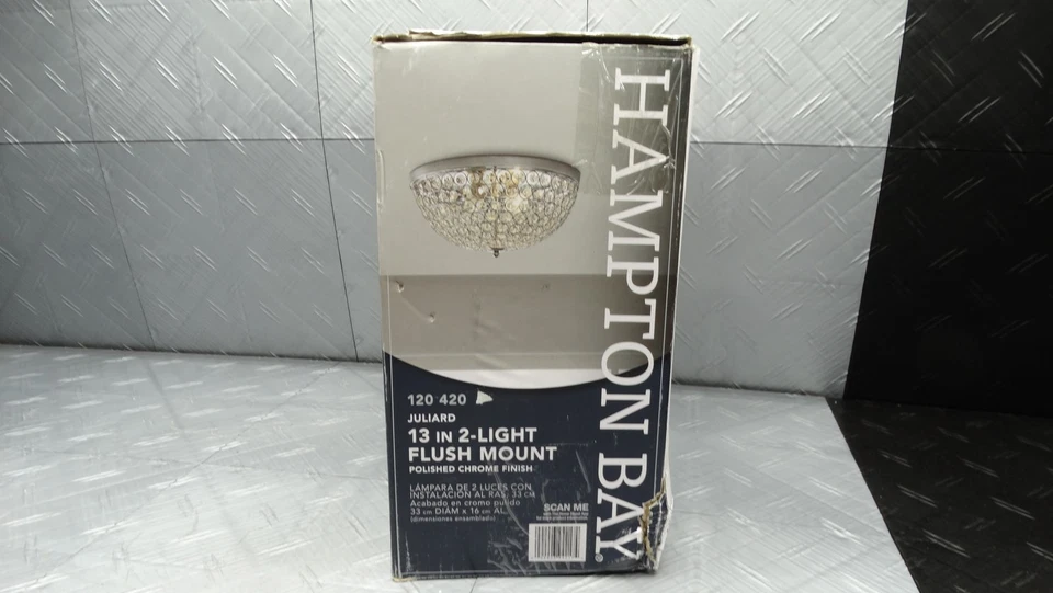 Luz de cromo pulido y cristal Hampton Bay Juilliard 13 pulgadas 2 luces montaje empotrado Foto 4 de 4