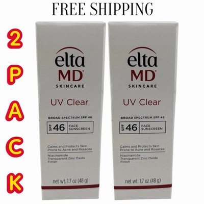 Elta MD UV Clear Broad-spectrum Facial Sunscreen SPF46 1.7oz Exp 02/2029 New 2Pk