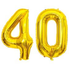 Gold Number Balloons Birthday Balloons - Giant Gold Number 40 Balloon 40 inch...