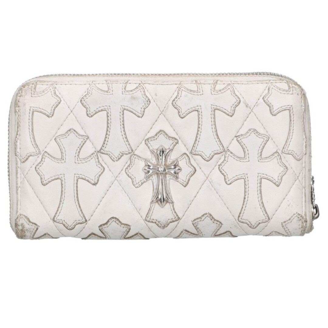 Chrome Hearts Rec F Zip quilted Semi-metallic Cross Leather Wallet Purse Used 0c thumbnail 2