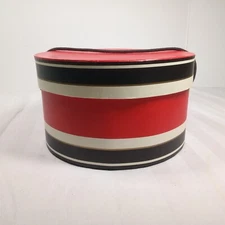 Kate Spade Beauty New York Hat Storage Gift Box W/Handle Red White Black Striped