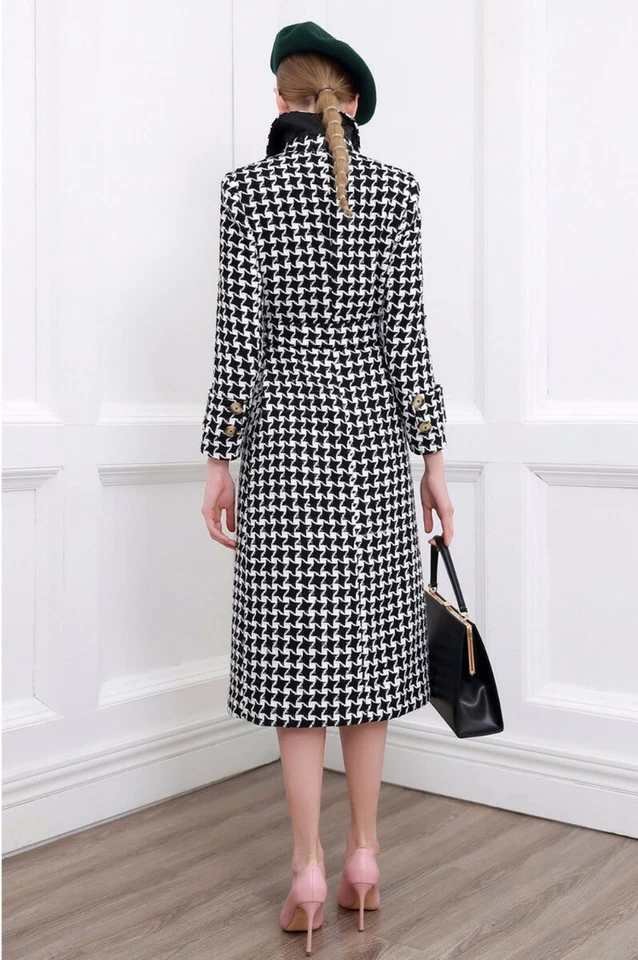 Сделанный на заказ HOUNDSTOOTH A линия верхней кроличьего Тренч плюс 1 x-10 x Y344 - Изображение 3 из 4