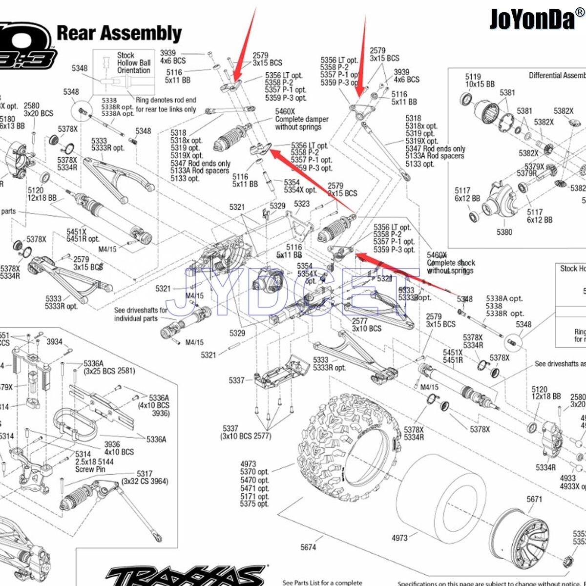 #5358 Aluminum Front/Rear Rocker Arm Set for 1/10 RC Traxxas E-Revo Revo