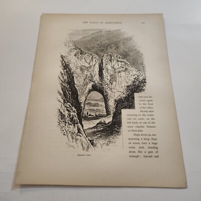 Reynard's Cave Dales Of The Derbyshire England c. 1875 Engraving (308)