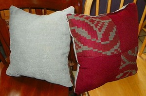 pillows throw patchwork burgundy pair decorative gray
