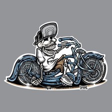 Riding Low Sticker Lowrider Bike Skeleton Riding Beach Cruiser