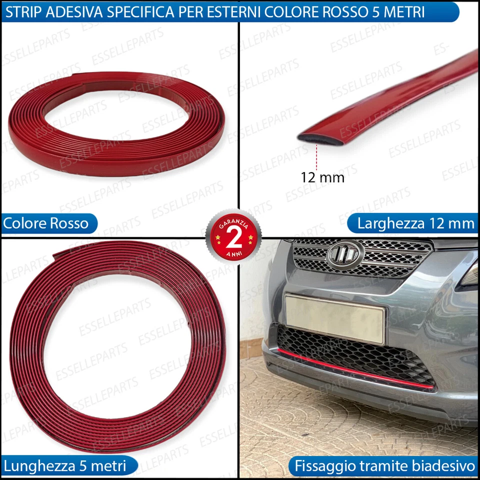 PROFILO ADESIVO ROSSO PER LAND ROVER RANGE ROVER SPORT I 5 METRI X 12 MM - Immagine 2 di 4