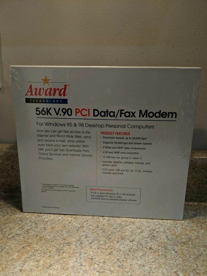 Award Technology 56K V.90 PCI Internal Fax Modem  Model A10  New in Sealed Box - Image 3 of 4