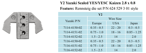 Herramienta de prensado troquel -Y2 para Yazaki YES/YESC 2.8 terminal sellado AWG 22-20/18-16/14 - Imagen 2 de 2