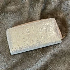 Wallet Gold Glitter Shimmer Zipper Coin Pocket Cards 