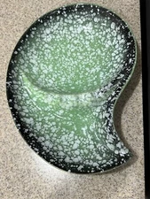 Vintage California USA Pottery 101 Green White Splatter Glazed Ashtray in EUC!