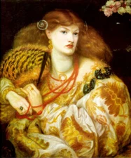 MONNA VANNA PORTRAIT OF BEAUTIFUL WOMAN 1866 PAINTING BY DANTE G ROSSETTI REPRO