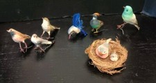 Lot Of 8 Feathered Realistic Assorted Birds For Floral Design Wreaths Crafts