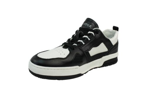 Exclusive Men's Genuine Leather Fashion Suit Sneakers Black & White Lace Up Shoe - Picture 9 of 12