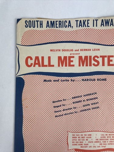 Vintage Sheet Music: Call Me Mister South America Take It Away 1946 - Picture 5 of 11