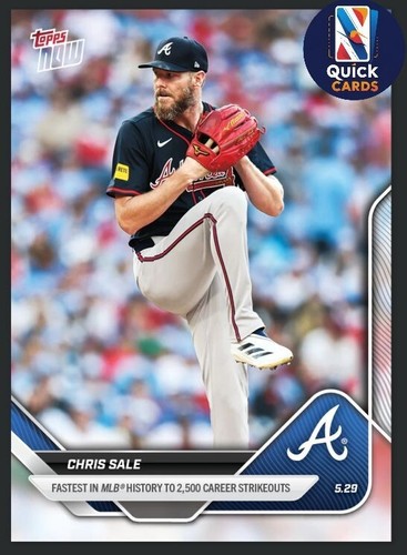 Chris Sale - 2025 HISTORY! 2,500 Ks MLB Topps NOW® - Card 233 Braves #a1