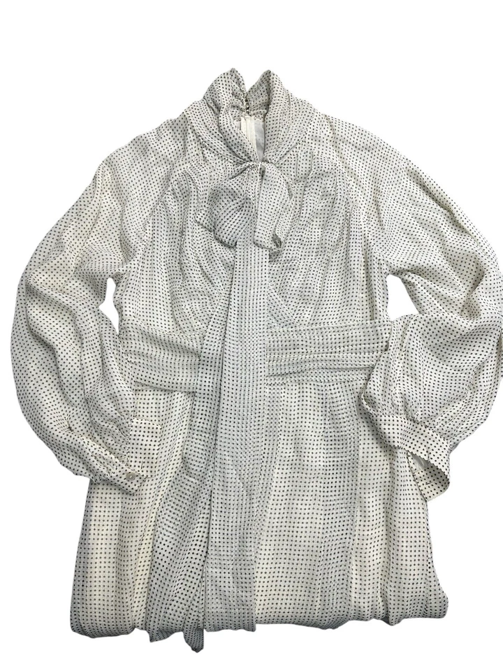 Burberry London England Dresse Silk Polka Dot bow neck sz 38 US 4  - Image 4 of 4