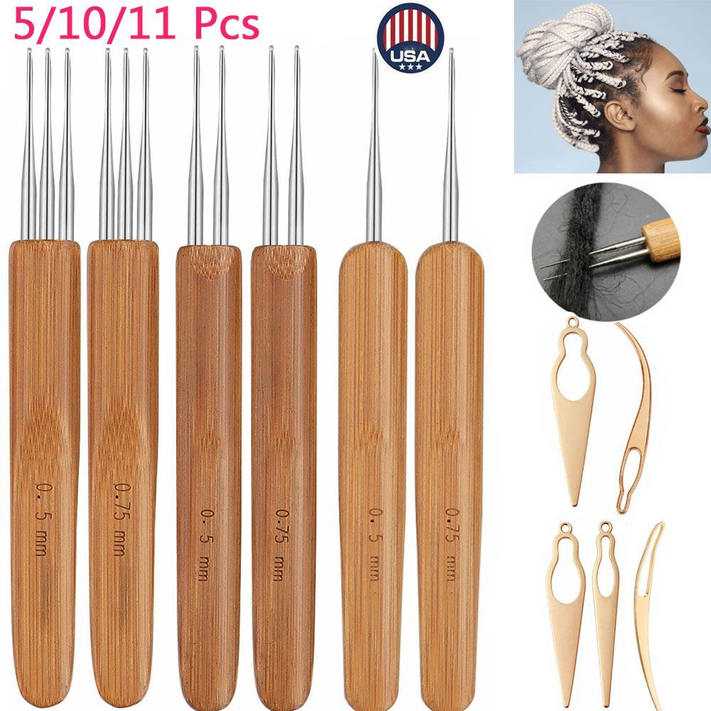 Bamboo Crochet Dreadlock Hook Needle Dread Tool Braiding Hair