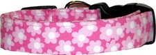 Pink  White Little Daisies Posies Flowers Handmade Dog Collar