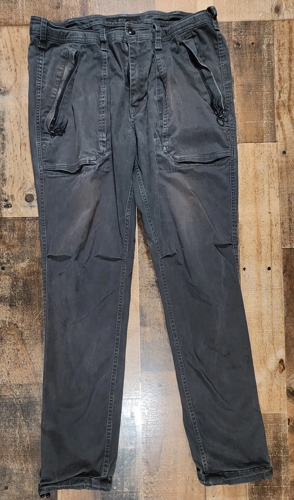 Abercrombie & Fitch Military Pants Mens 33x32 Gray Joggers Zippers Y2K Grunge
