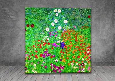 Gustav Klimt Flower Garden CANVAS PAINTING ART PRINT WALL SQ 1192 | eBay UK