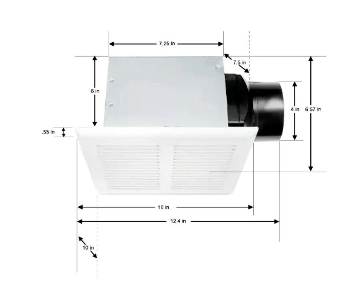 Hampton Bay 80 CFM Ceiling Mount Roomside Installation Bathroom Exhaust ...