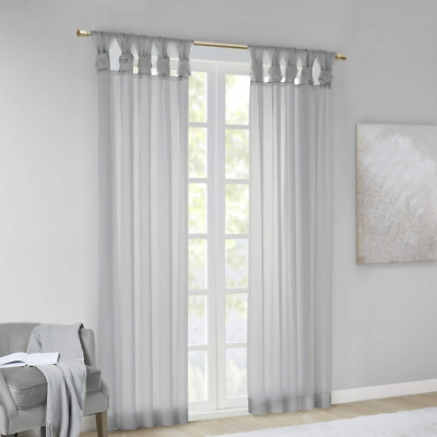 Ceres DIY Twisted Tab Sheer Curtain, Pair Panels, Lightweight Window Treatment,
