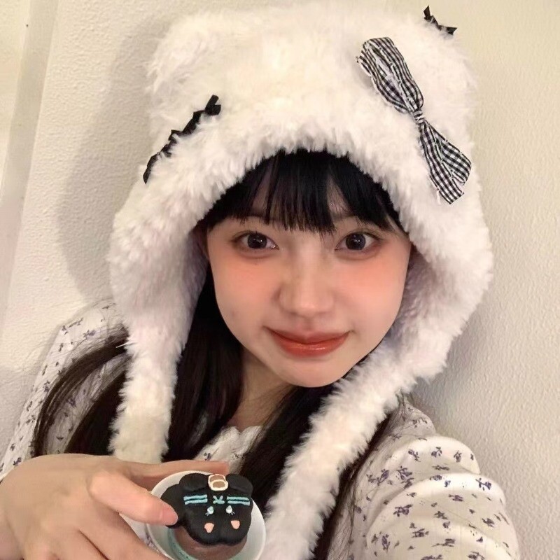 Women Sepia Winter Beanie Hats Knit Ear Flaps Cute Stuffed Bear Ears Fleece Women Winter Beanie Hats Knit Ear Flaps Cute Stuffed Bear  main image 2