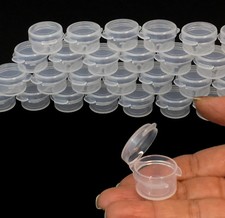 100 Clear 3g / 3ml Hinge-Lid Mini Plastic Jars   Bulk Sample Containers for 5006