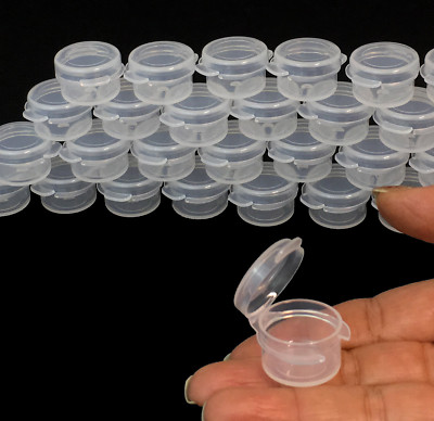 25-Pack Clear 3g / 3ml Hinge-Top Cosmetic Jars   Small Sample Containers 5006