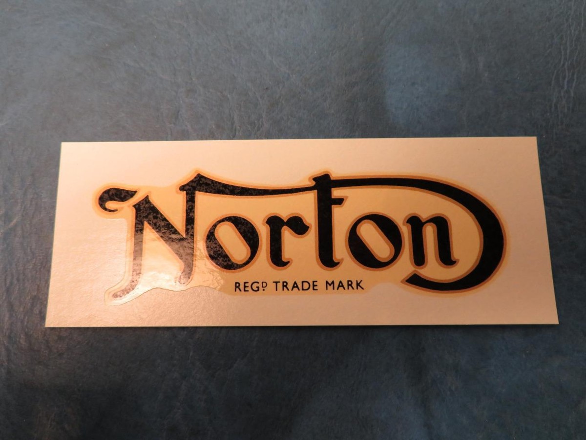 Norton Reg'd Trademark black/gold border decal water transfer 4.25