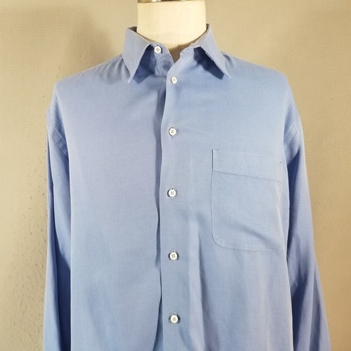 Giorgio Armani shirt men's large 16.5 blue long sleeve cotton dress luxury - Picture 2 of 11