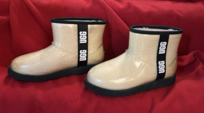 UGG Mini Clear Sherpa Lined Ankle Rain Boots 1112386K Size 5
