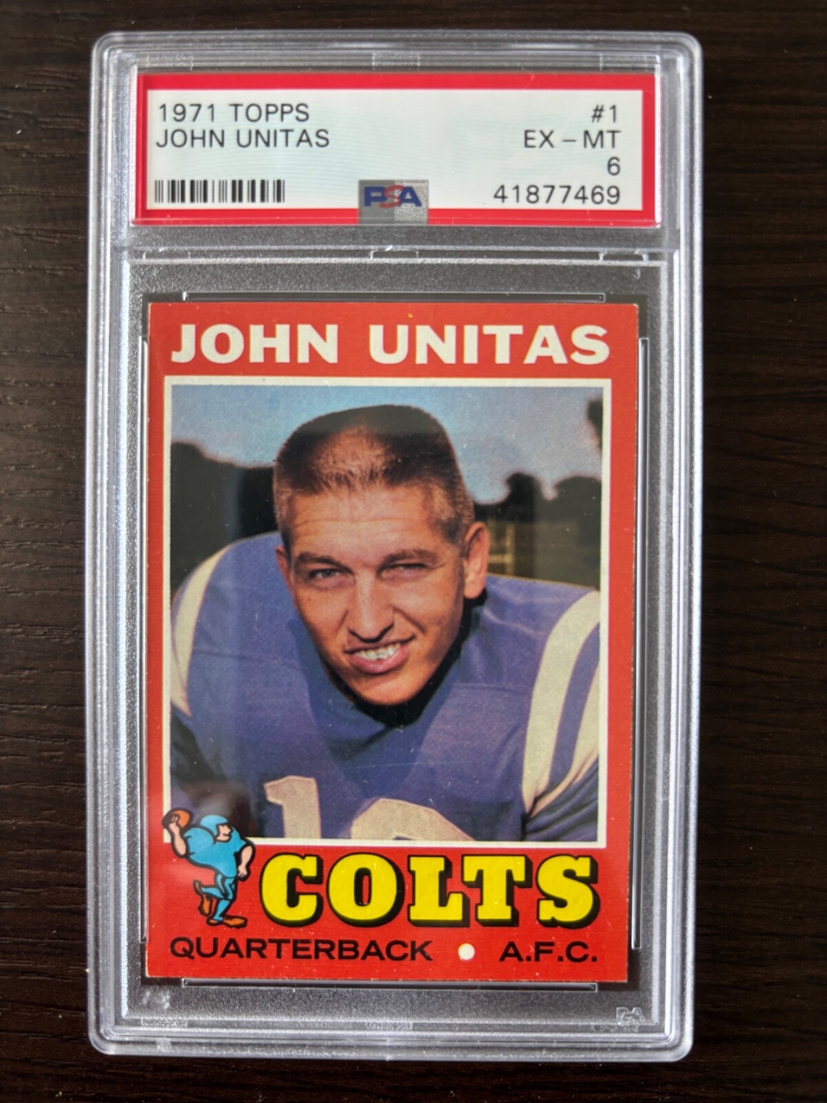 1971 TOPPS FOOTBALL #1 JOHN UNITAS PSA 6 EX-MT