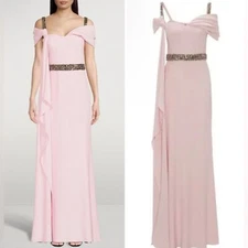 RRP US$7,600 Alexander McQueen Crystal embellished gown ice pink NWT IT42 M