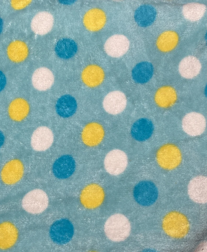 Snugly Baby Aqua Yellow White Fleece Polka Dot Security Blanket Soft Lovey 29x33 - Image 4 of 4