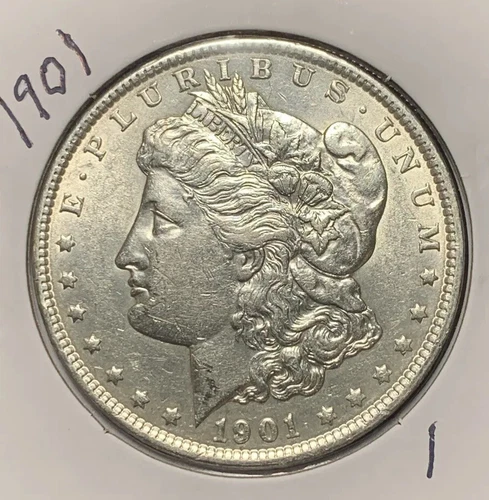 1901 MORGAN SILVER DOLLAR, AU DETAILS