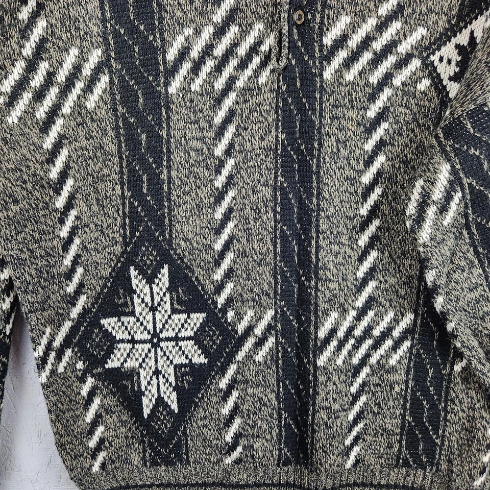 Suéter De Colección David Taylor Para Hombres XLT Alto Negro Gris Tejido Azteca Pullover Años 90 Foto 2 de 4