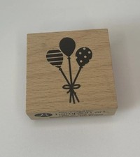 Wooden Rubber Stamp BALLOONS BIRTHDAY Crafts Scrapbook Journaling Gift Tags