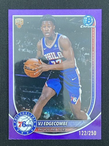 VJ Edgecombe 2025-26 Topps Bowman Chrome Purple Refractor Base RC /250 #BCV-3